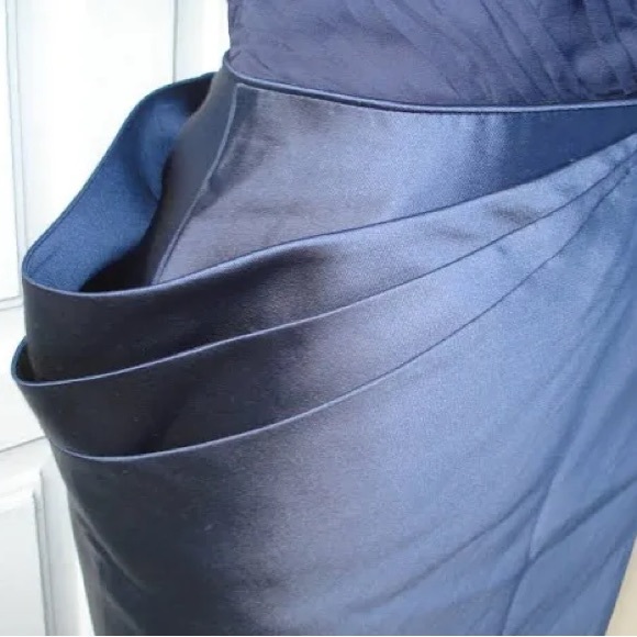 Rafael Cennamo Blue Silk Gather & Waist Detail Cocktail Dress Sz 4 - Picture 3 of 7